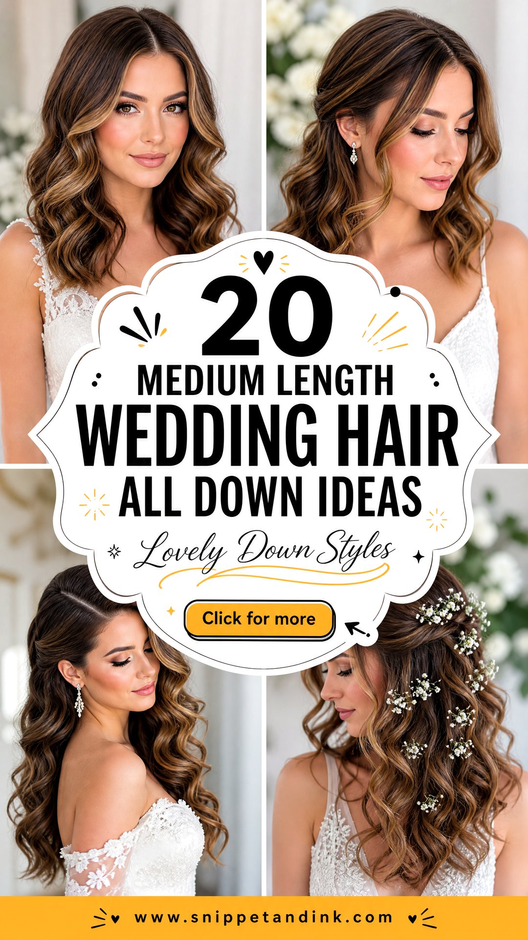 20 Medium Length Wedding Hair All Down Ideas to Love - 20 Medium Length Wedding Hair All Down Ideas to Love
