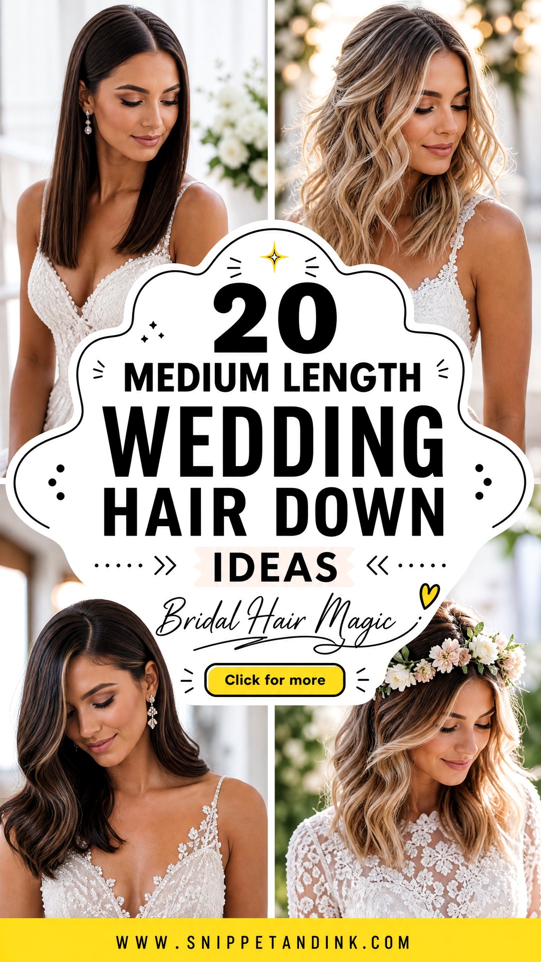20 Medium Length Wedding Hair Down Ideas for Brides - 20 Medium Length Wedding Hair Down Ideas for Brides