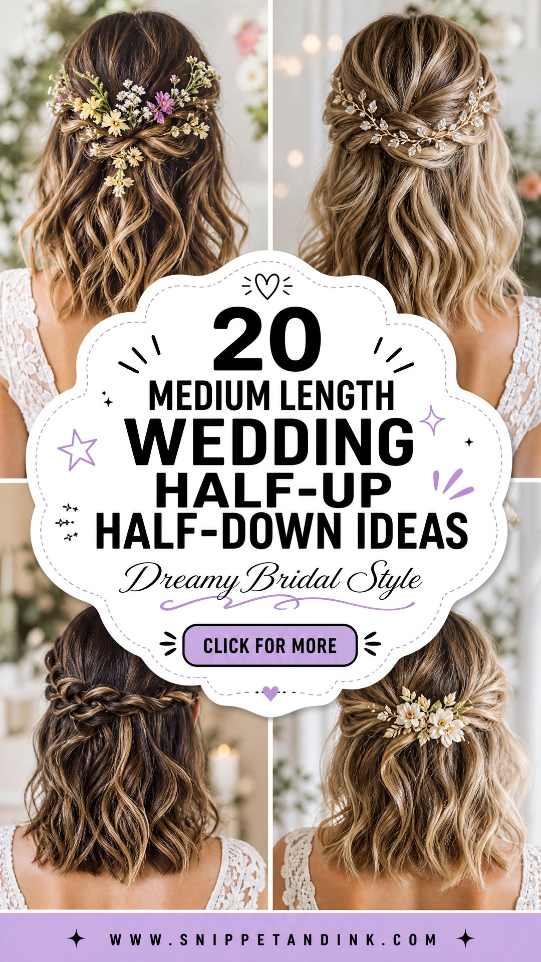 20 Medium Length Wedding Half-Up Half-Down Ideas to Love - 20 Medium Length Wedding Half-Up Half-Down Ideas to Love