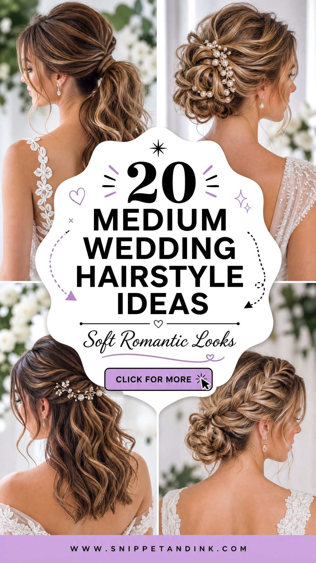 20 Medium Wedding Hairstyle Ideas for Soft Romantic Looks - 20 Medium Wedding Hairstyle Ideas for Soft Romantic Looks