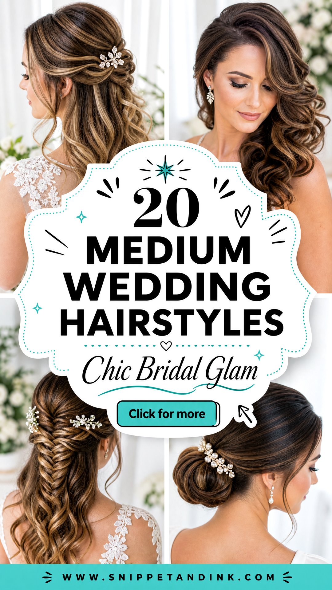 20 Medium Wedding Hairstyles for Chic Easy Bridal Glam - 20 Medium Wedding Hairstyles for Chic, Easy Bridal Glam