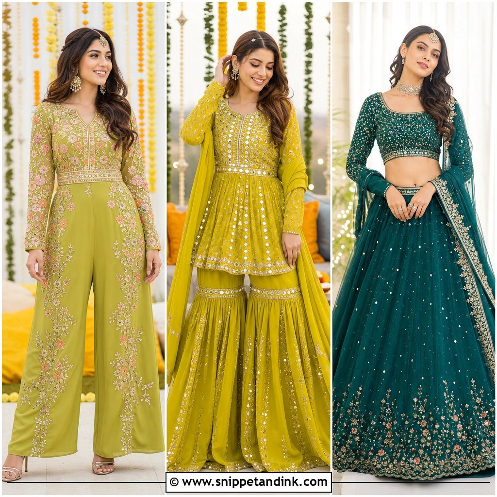 20 Mehandi Night Dress for Bride Ideas That Truly Sparkle