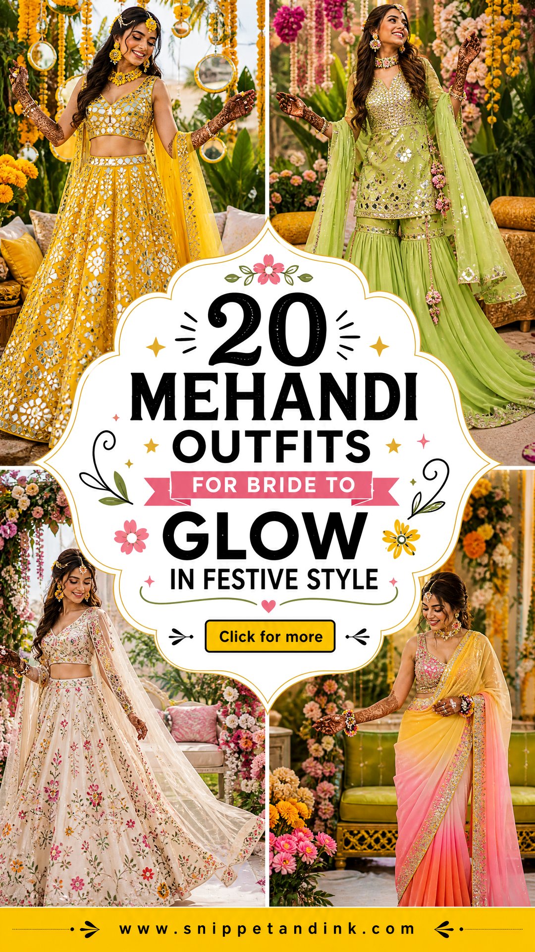 20 Mehandi Outfits for Bride to Glow in Festive Style - 20 Mehandi Outfits for Bride to Glow in Festive Style