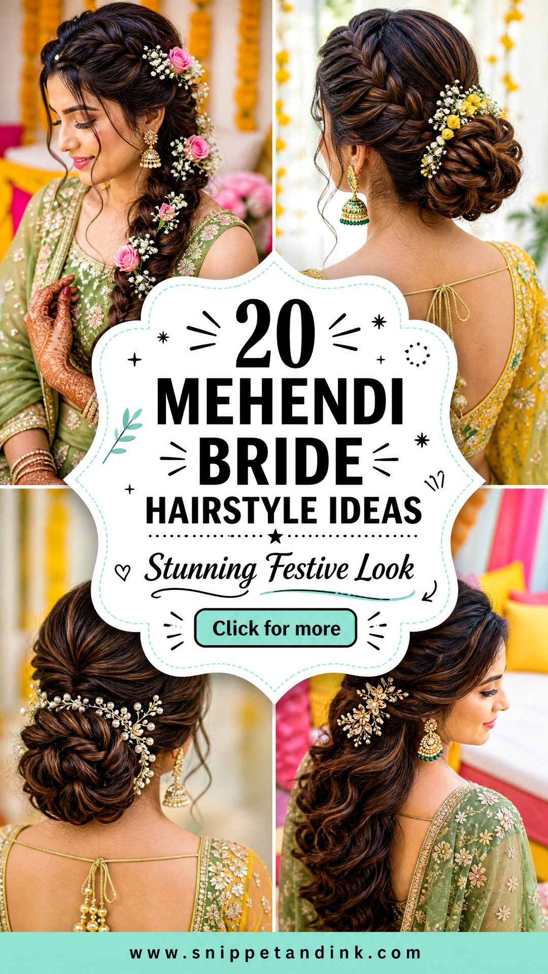 20 Mehendi Bride Hairstyle Ideas for a Stunning Festive Look - 20 Mehendi Bride Hairstyle Ideas for a Stunning Festive Look