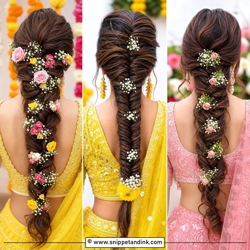 20 Mehendi Brides Braids Hairstyles for Romantic Bridal Vibes