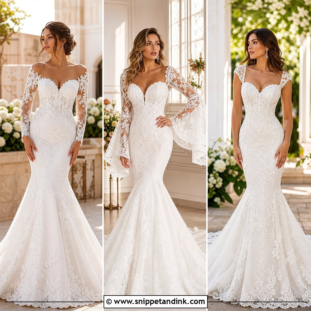 20 Mermaid with Sleeves Wedding Dresses for Elegant Brides