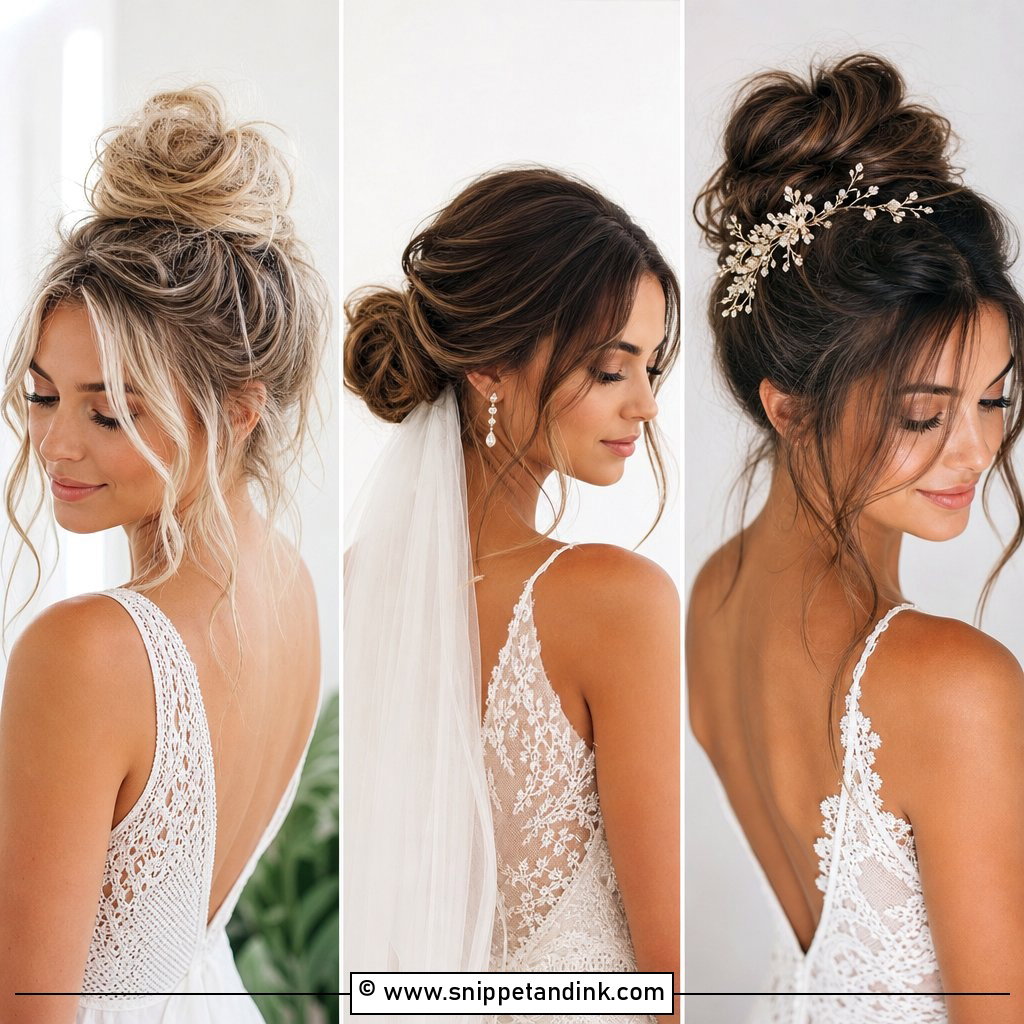 20 Messy Bridal Bun Ideas for Elegant Effortless Glam