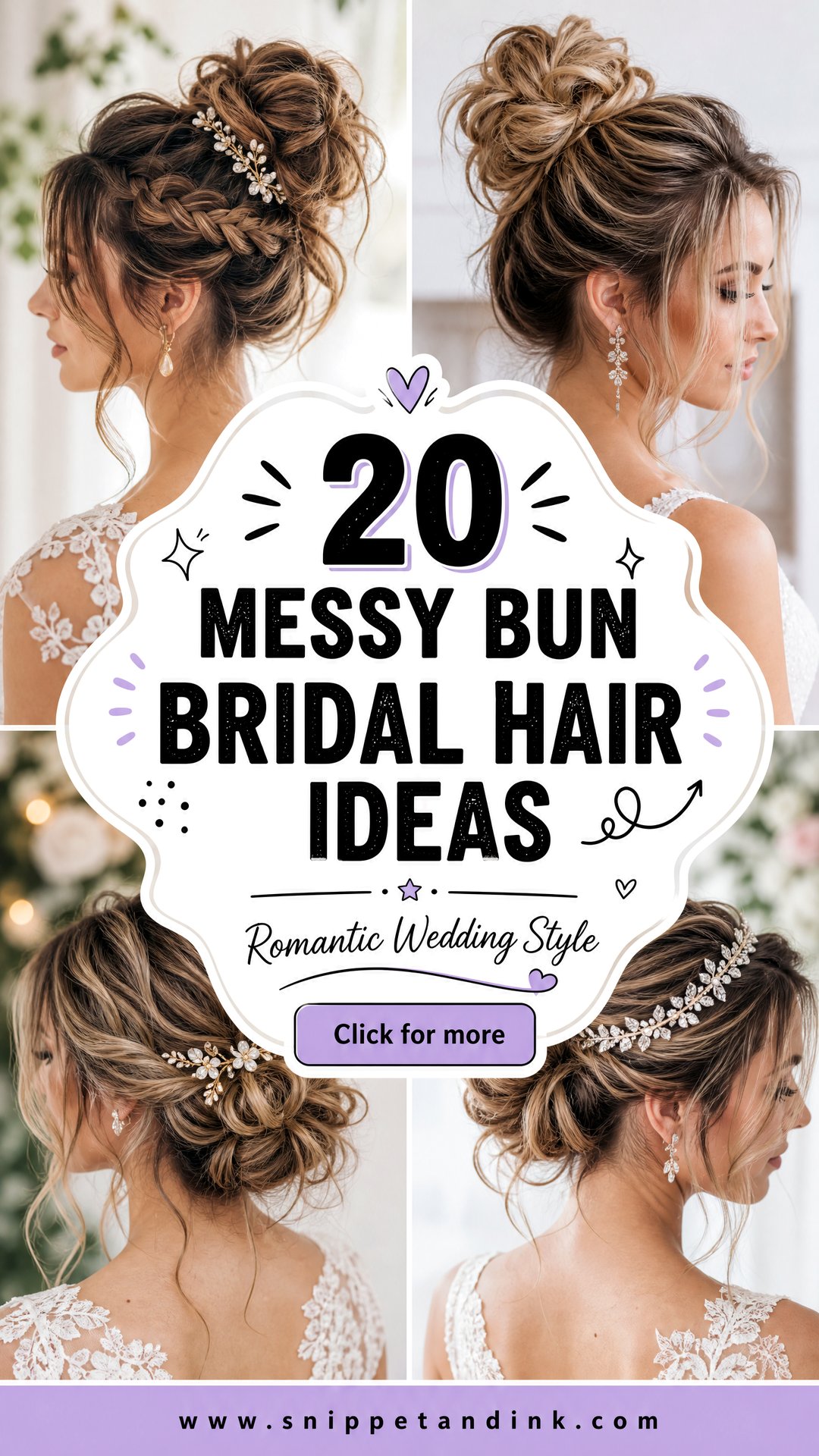 20 Messy Bun Bridal Hair Ideas for Romantic Wedding Style - 20 Messy Bun Bridal Hair Ideas for Romantic Wedding Style