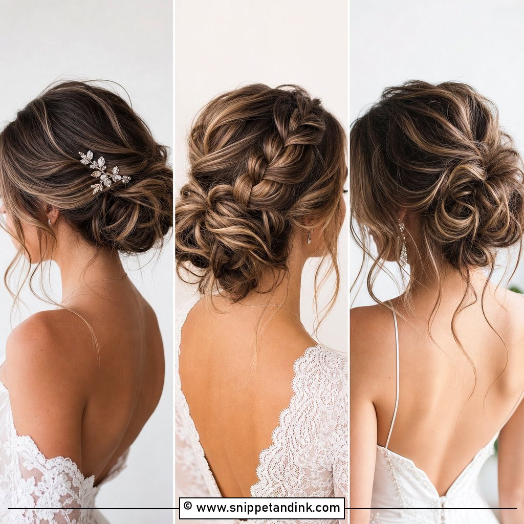 20 Messy Hair Bun for Wedding Ideas for Soft Bridal Glam