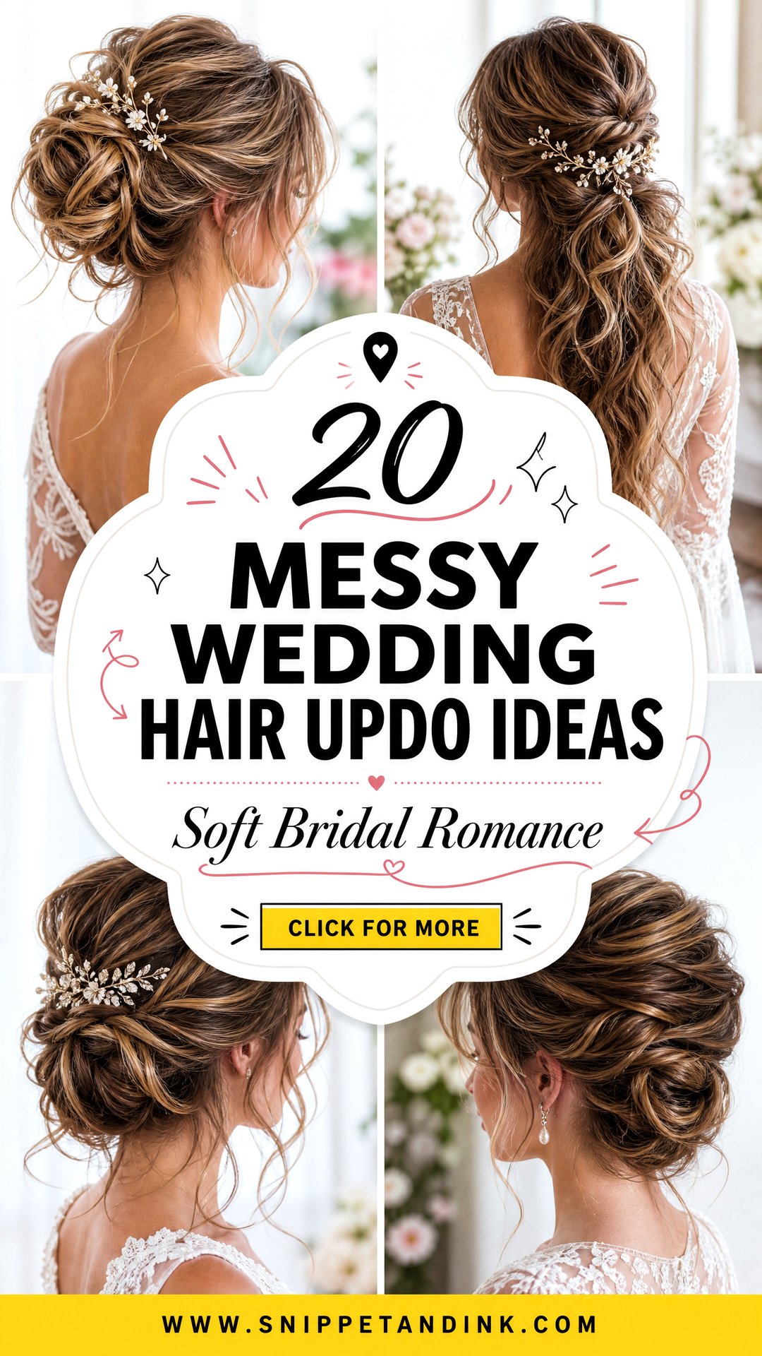 20 Messy Wedding Hair Updo Ideas for Soft Bridal Romance - 20 Messy Wedding Hair Updo Ideas for Soft Bridal Romance