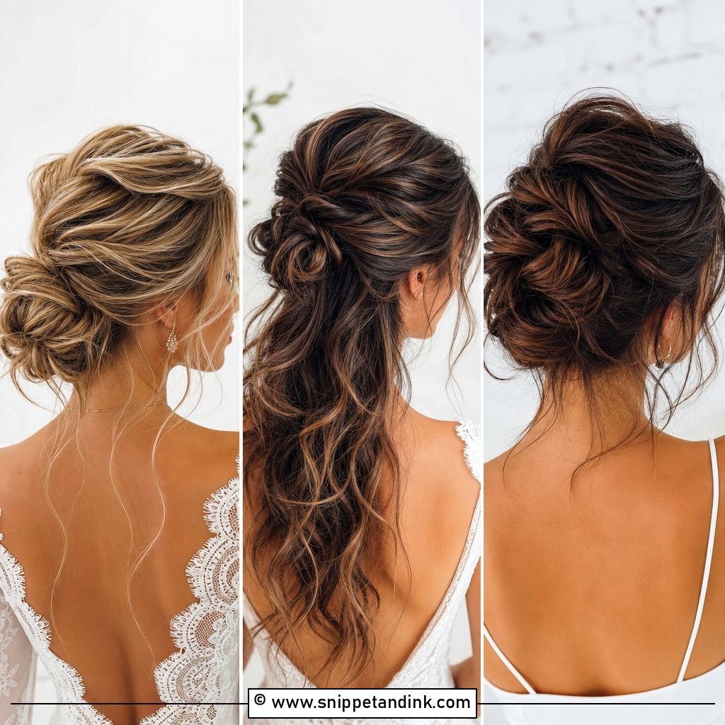 20 Messy Wedding Hair Updo Ideas for Soft Bridal Romance