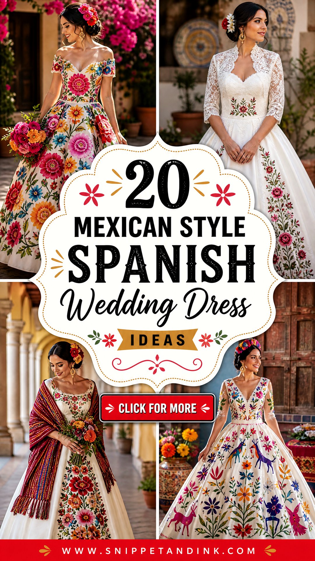 20 Mexican Style Spanish Wedding Dress Ideas for Bold Brides - 20 Mexican Style Spanish Wedding Dress Ideas for Bold Brides
