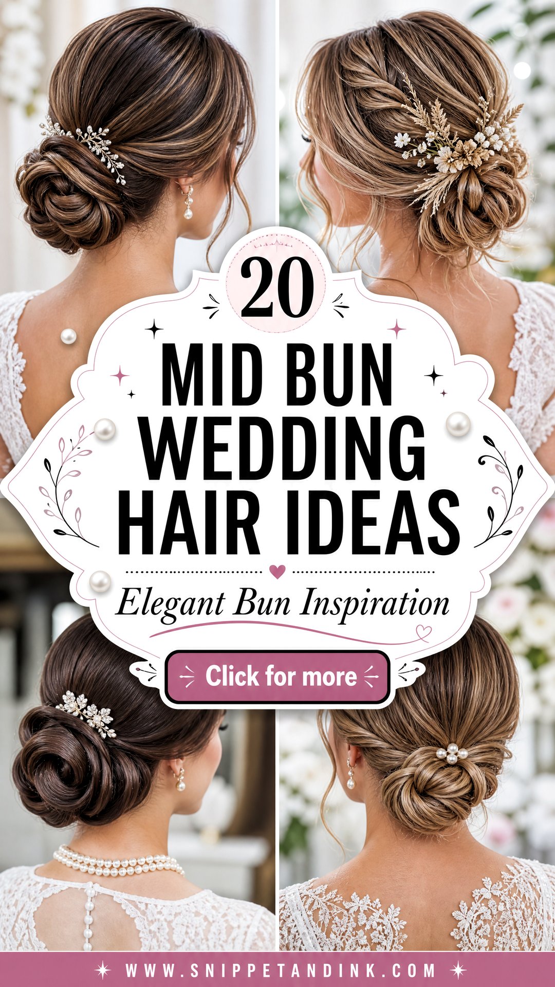 20 Mid Bun Wedding Hair Ideas for Elegant Bridal Beauty - 20 Mid Bun Wedding Hair Ideas for Elegant Bridal Beauty