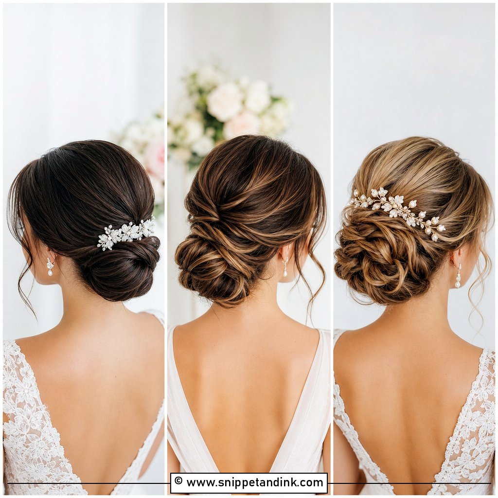 20 Mid Height Bun Wedding Ideas for Classic Bridal Glam