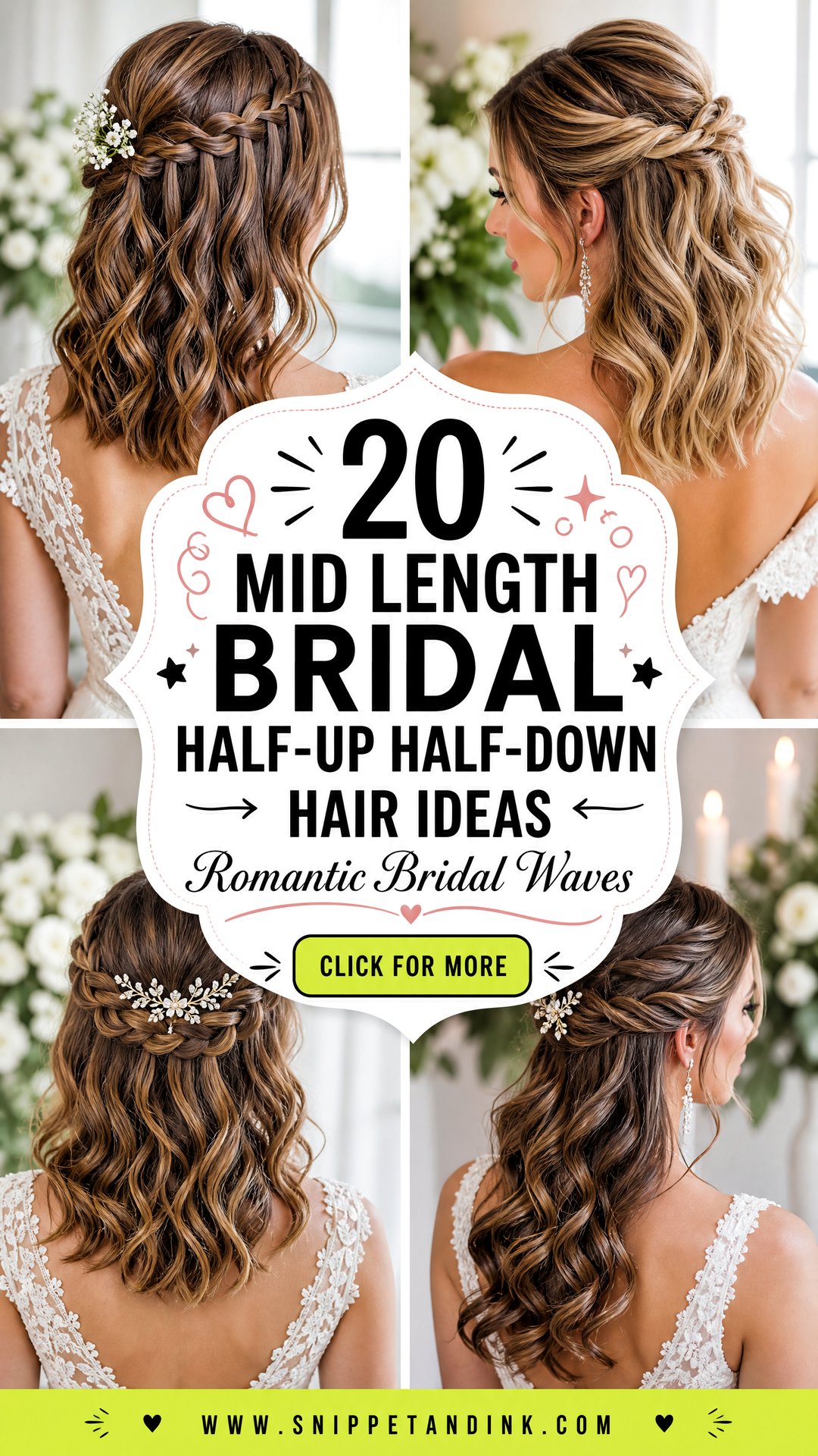 20 Mid Length Bridal Half-Up Half-Down Hair Ideas for Romance - 20 Mid Length Bridal Half-Up Half-Down Hair Ideas for Romance