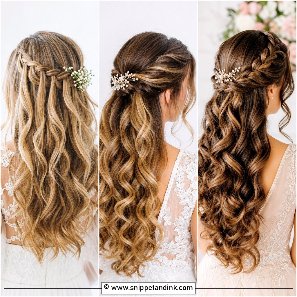 20 Mid Length Bridal Half-Up Half-Down Hair Ideas for Romance
