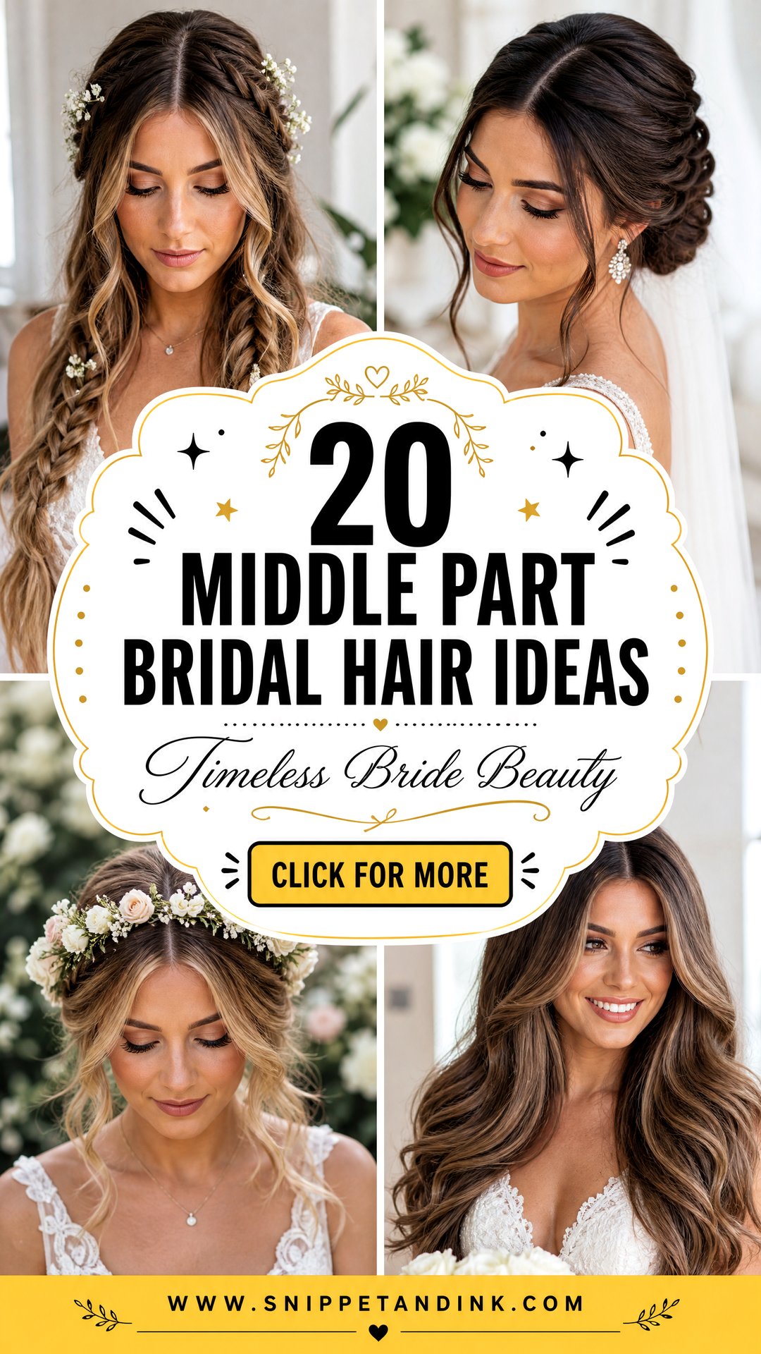 20 Middle Part Bridal Hair Ideas for a Timeless Look - 20 Middle Part Bridal Hair Ideas for a Timeless Look