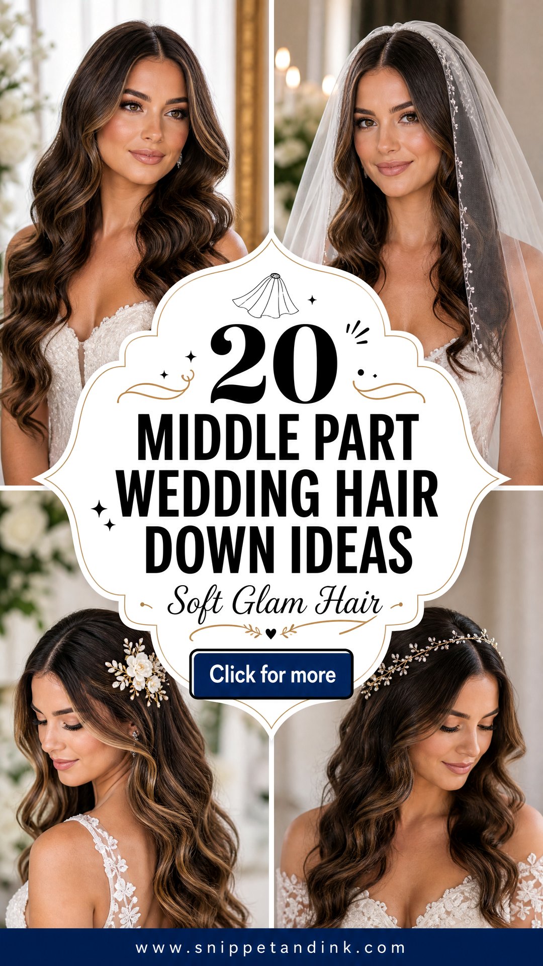 20 Middle Part Wedding Hair Down Ideas for Soft Glam - 20 Middle Part Wedding Hair Down Ideas for Soft Glam