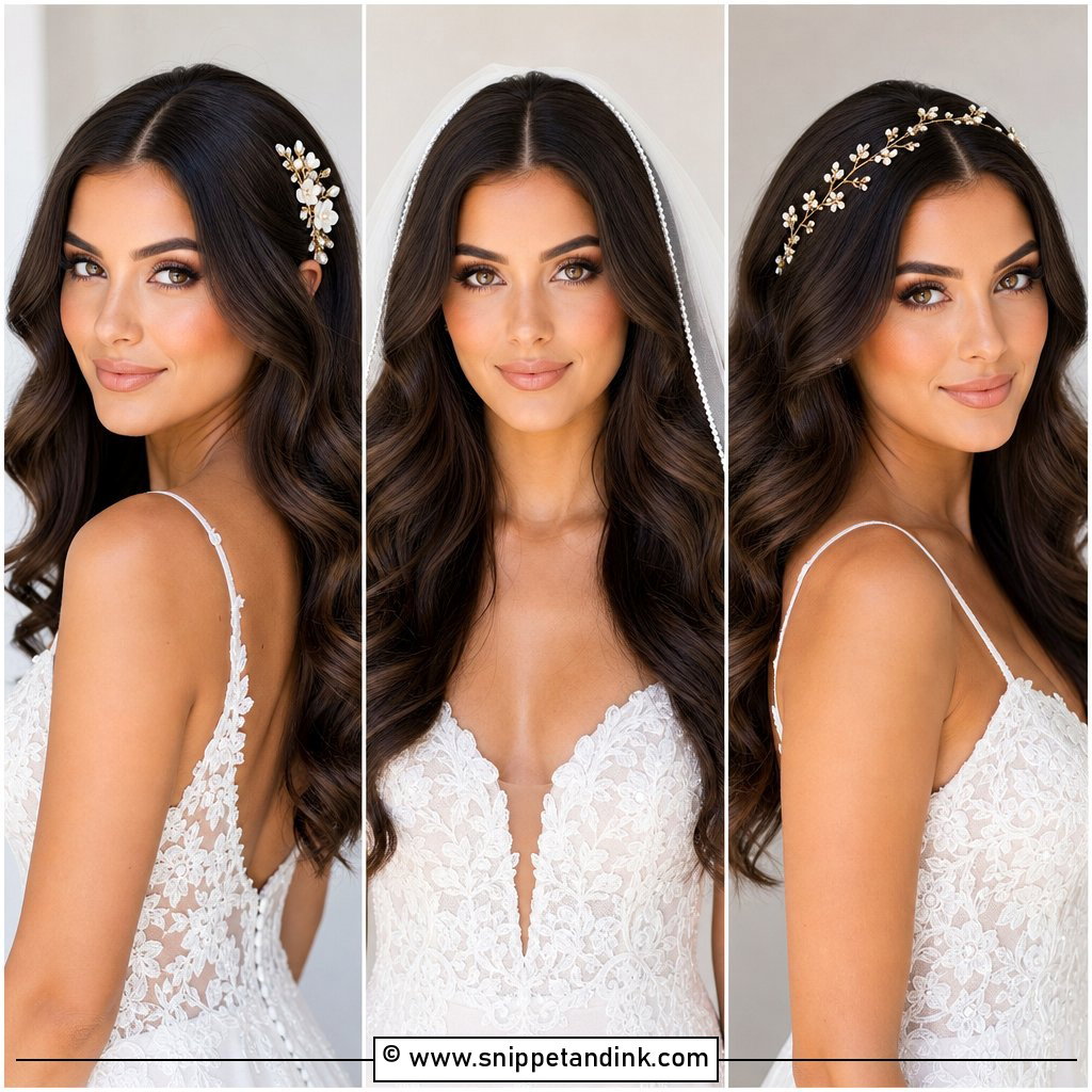 20 Middle Part Wedding Hair Down Ideas for Soft Glam