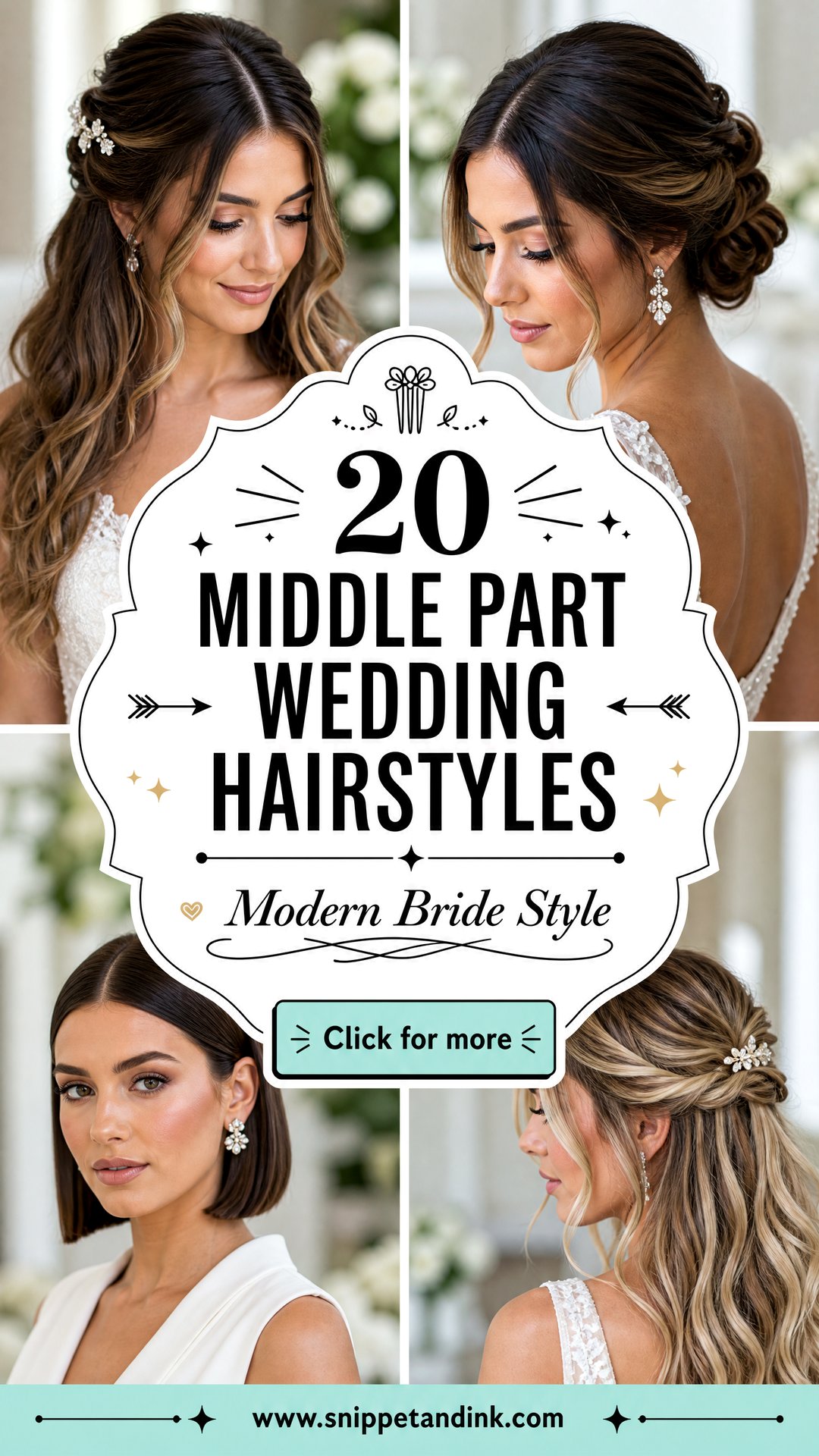 20 Middle Part Wedding Hairstyles for Modern Brides - 20 Middle Part Wedding Hairstyles for Modern Brides