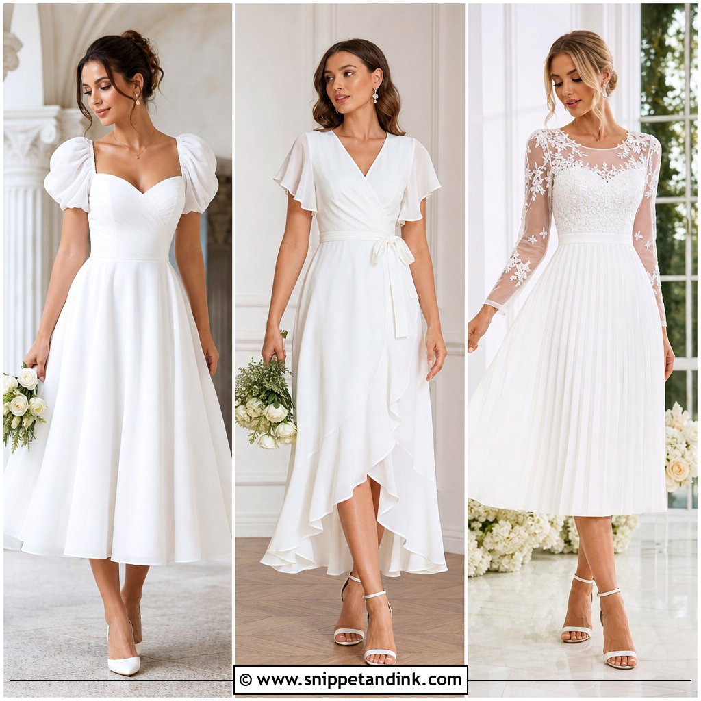 20 Midi Wedding Dress with Sleeves for Elegant Modern Brides