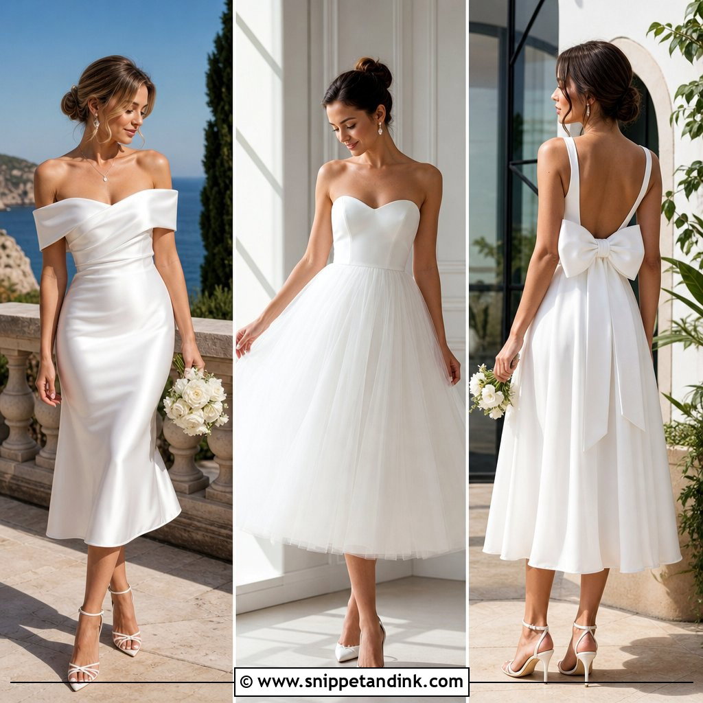 20 Midi White Wedding Dress Ideas for Chic Civil Ceremonies