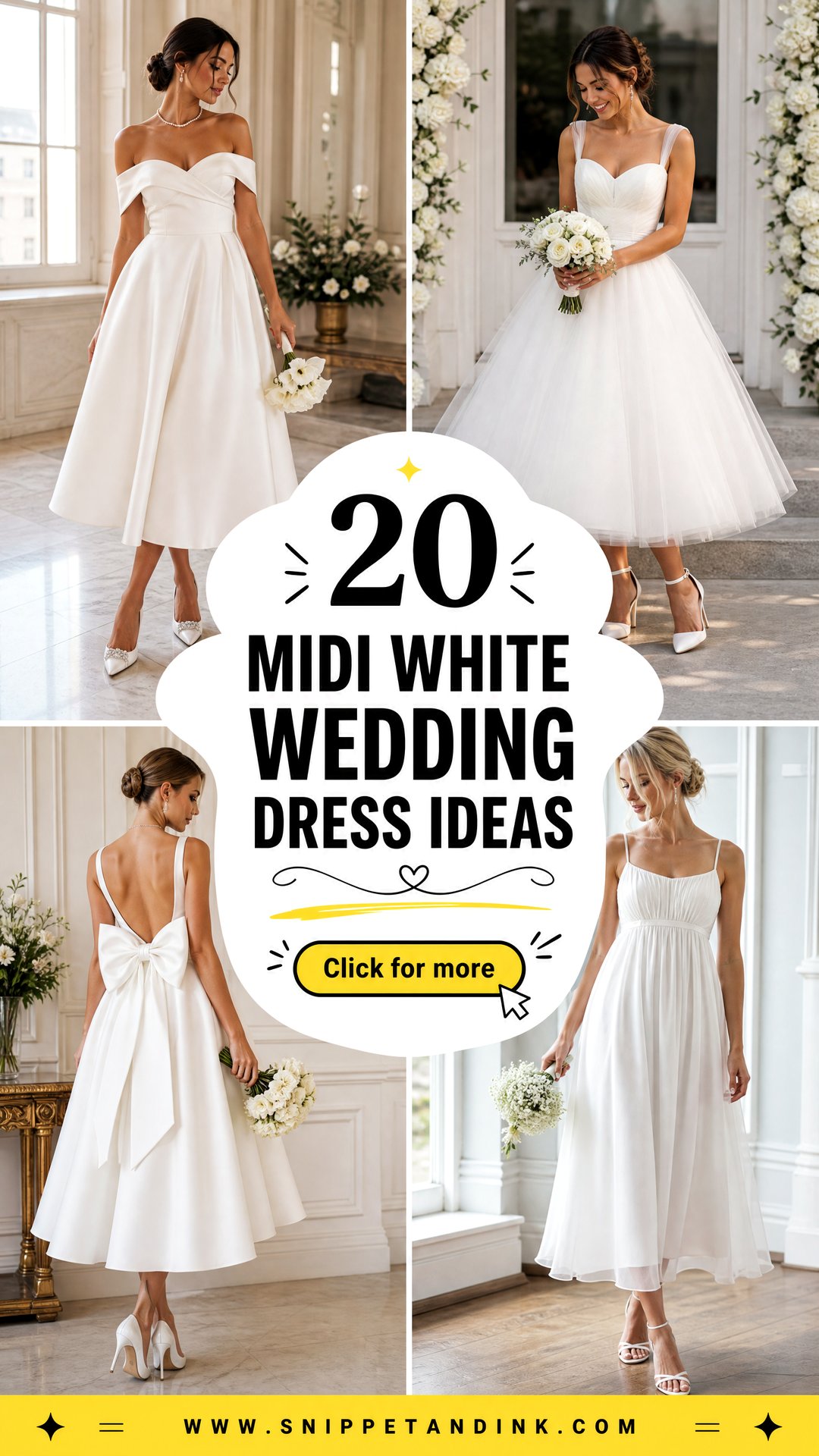 20 Midi White Wedding Dress Ideas for Chic Civil Ceremonies - 20 Midi White Wedding Dress Ideas for Chic Civil Ceremonies