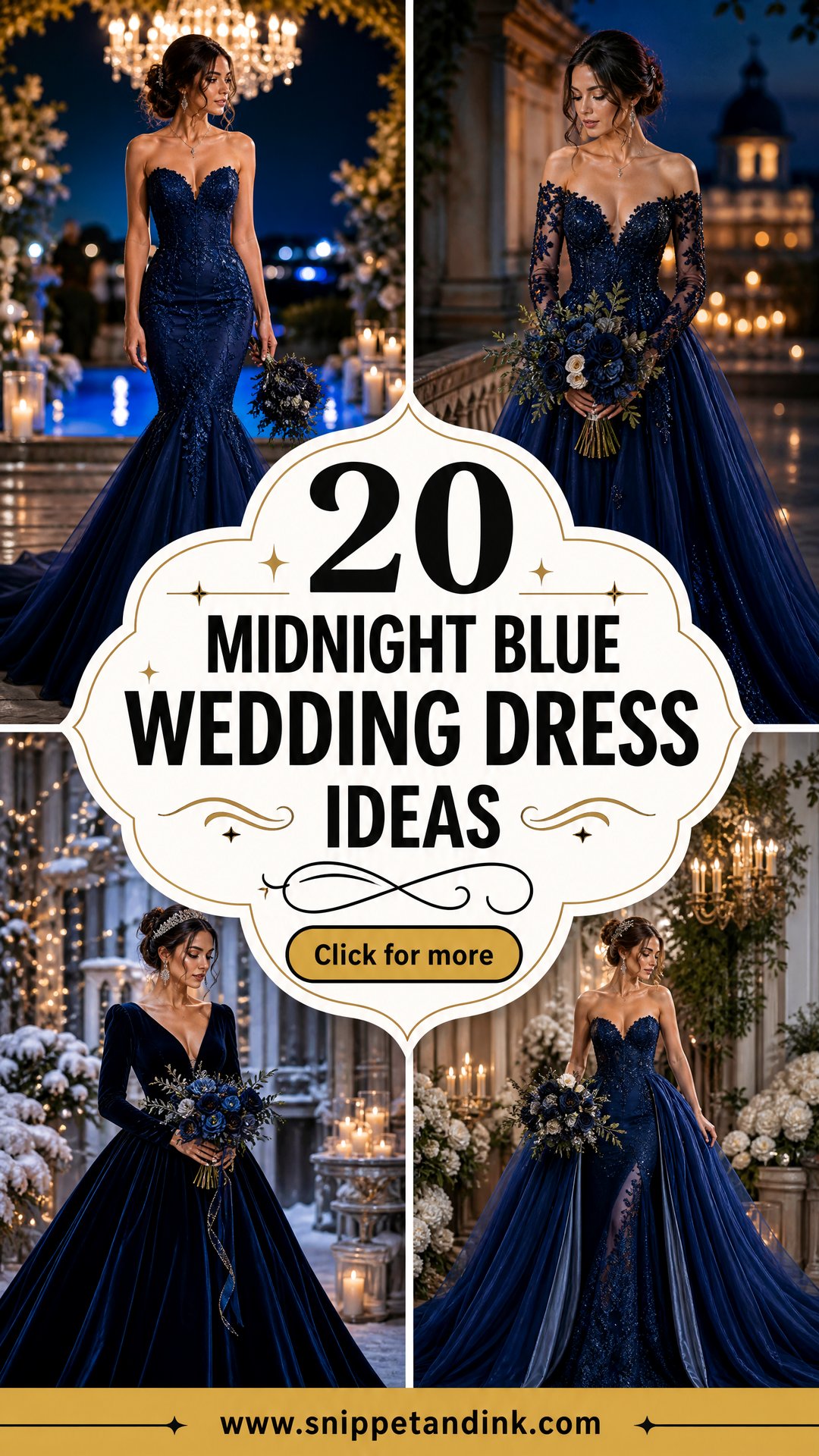 20 Midnight Blue Wedding Dress Ideas for Elegant Evening Brides - 20 Midnight Blue Wedding Dress Ideas for Elegant Evening Brides