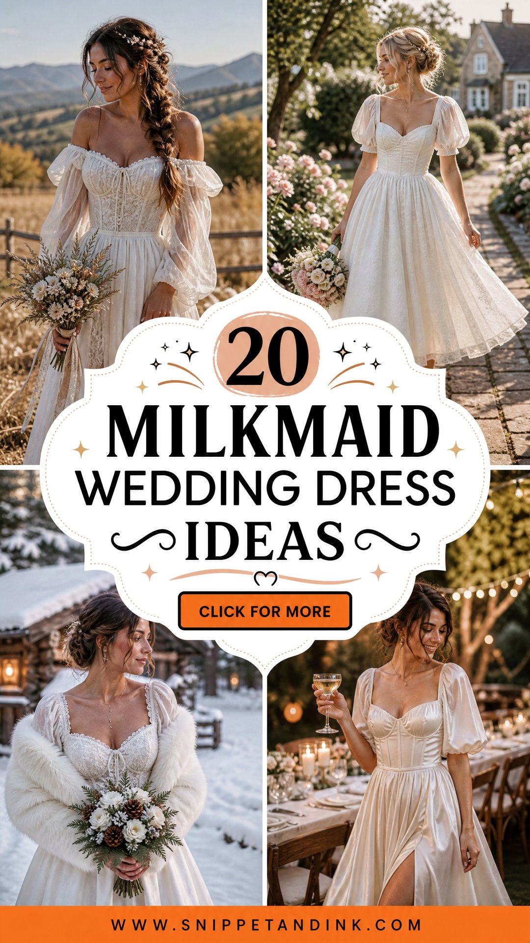 20 Milkmaid Wedding Dress Ideas for Romantic Countryside Brides - 20 Milkmaid Wedding Dress Ideas for Romantic Countryside Brides