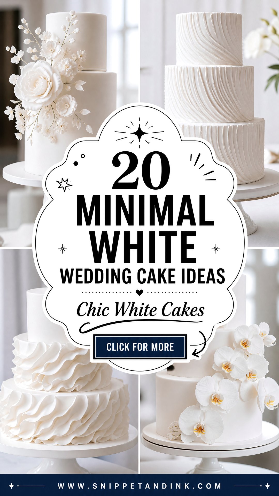 20 Minimal White Wedding Cake Ideas for Chic Modern Brides - 20 Minimal White Wedding Cake Ideas for Chic Modern Brides