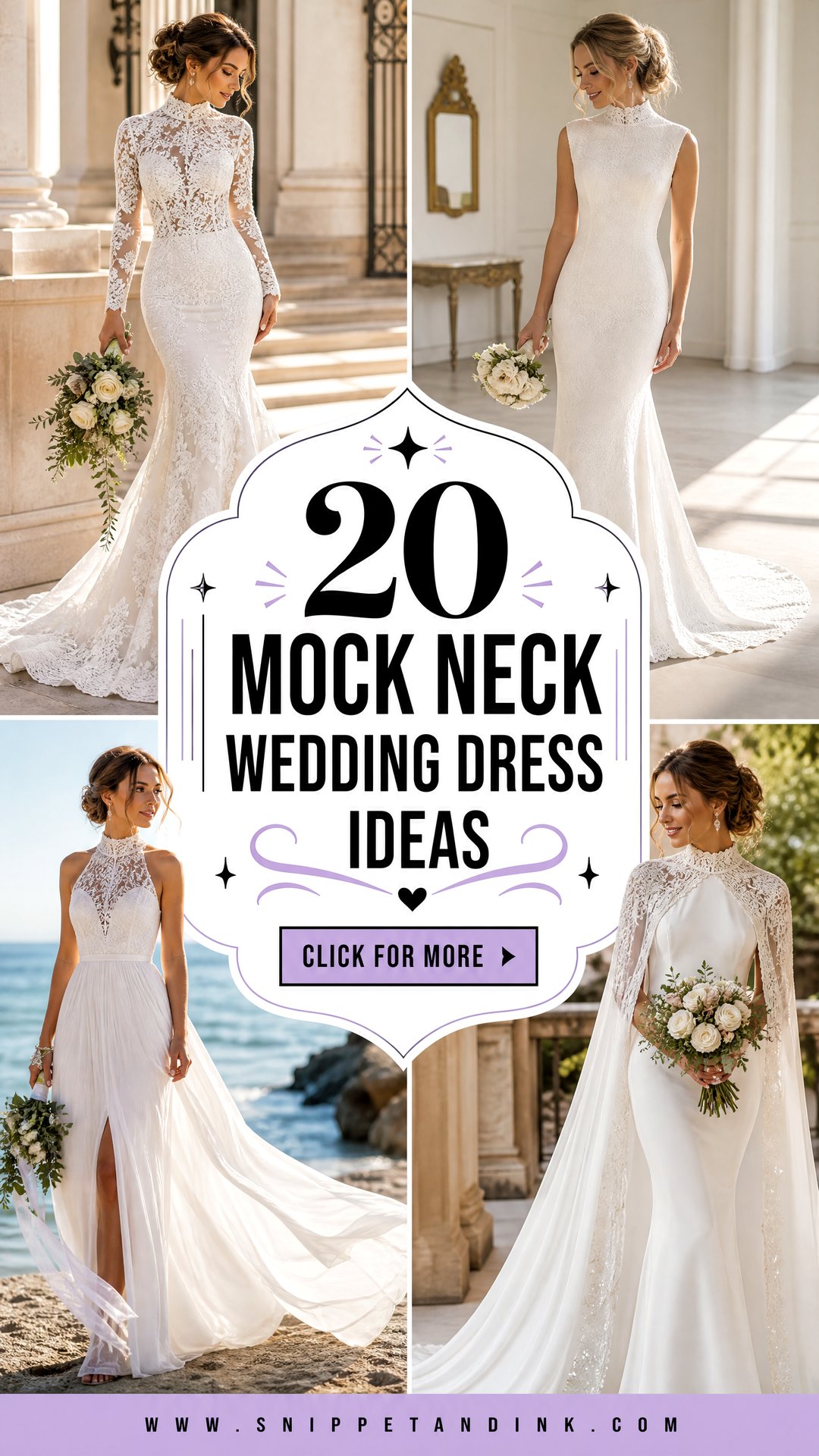 20 Mock Neck Wedding Dress Ideas for Sleek Sophisticated Brides - 20 Mock Neck Wedding Dress Ideas for Sleek, Sophisticated Brides