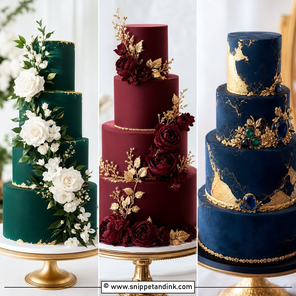 20 Moody Jewel Tone Wedding Cake Ideas for Luxe Drama