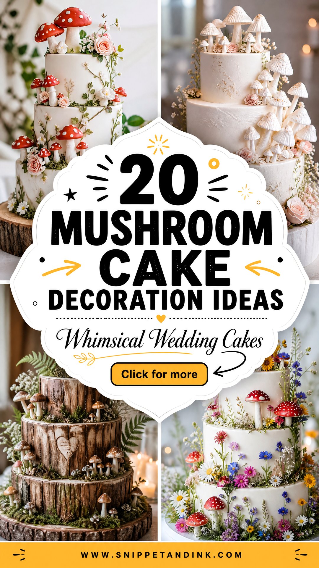 20 Mushroom Cake Decoration Ideas for Wedding Whimsy - 20 Mushroom Cake Decoration Ideas for Wedding Whimsy