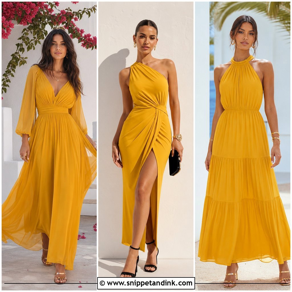 20 Mustard Dress Wedding Outfit Ideas: Chic Guest Style