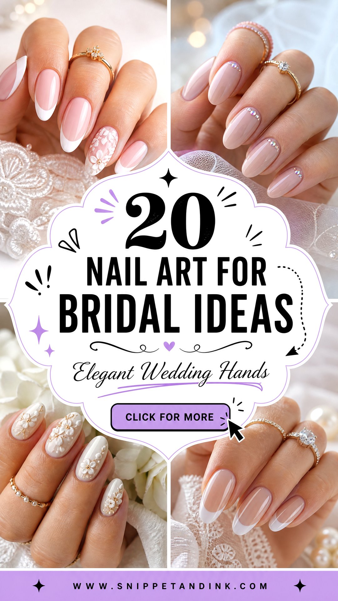20 Nail Art for Bridal Ideas for Elegant Wedding Hands - 20 Nail Art for Bridal Ideas for Elegant Wedding Hands