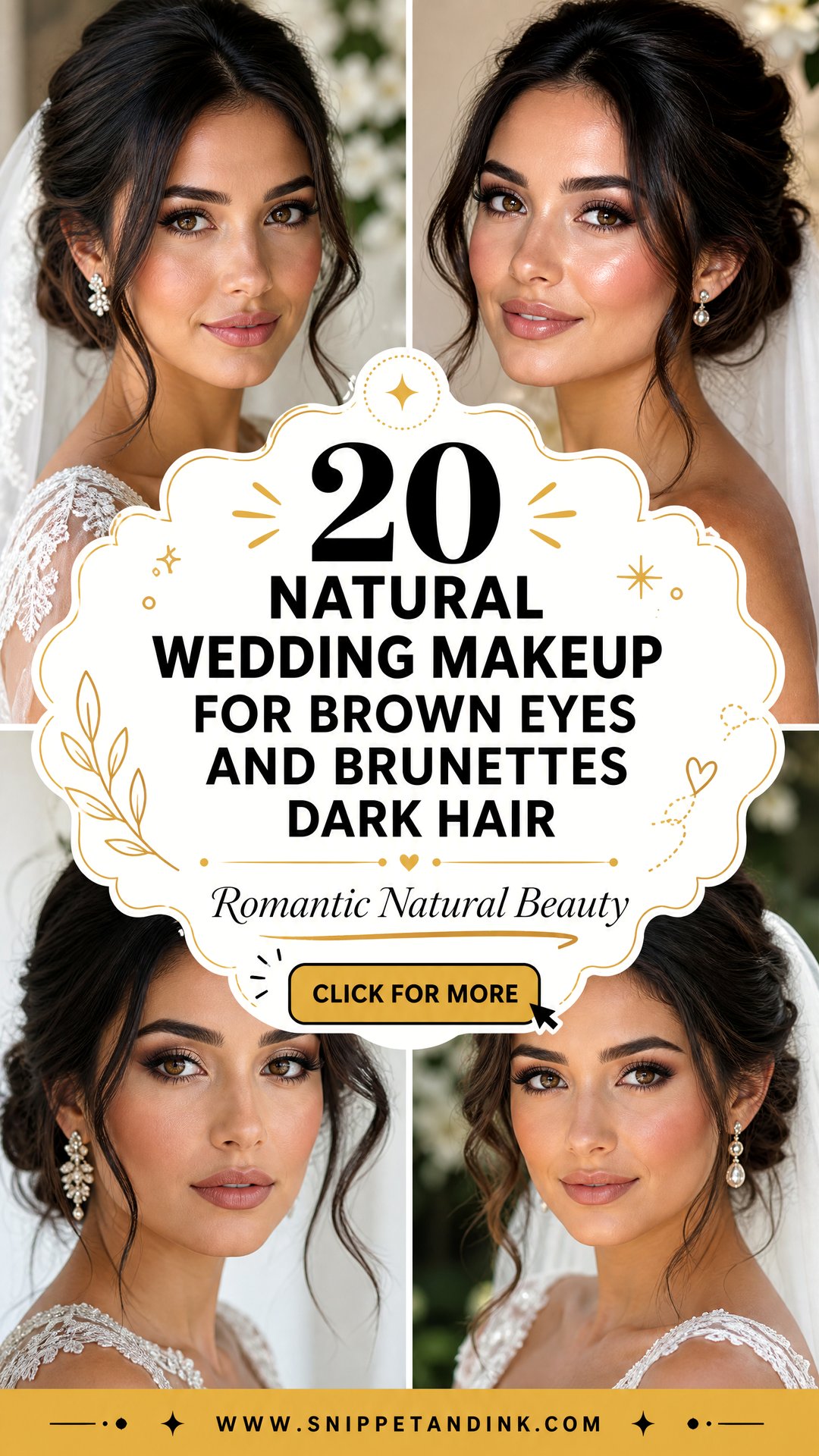 20 Natural Wedding Makeup for Brown Eyes and Brunettes Dark Hair - 20 Natural Wedding Makeup for Brown Eyes and Brunettes Dark Hair