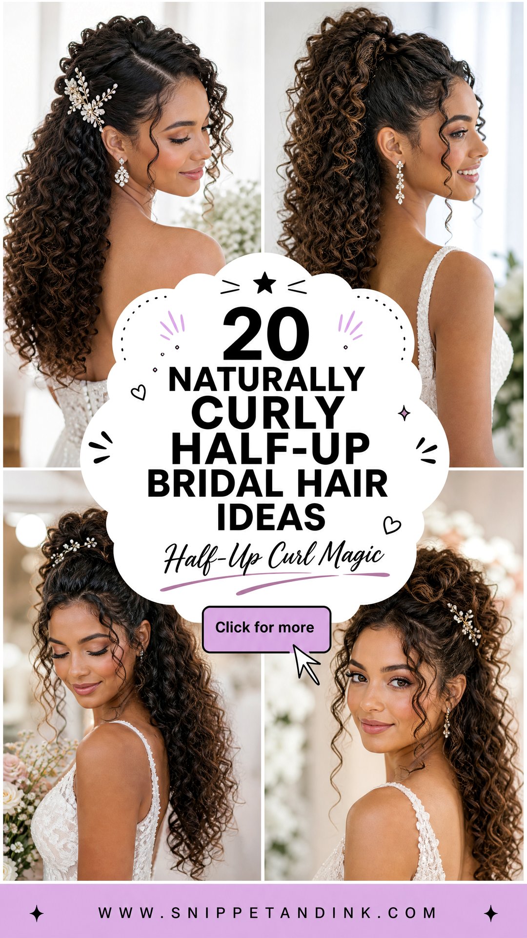 20 Naturally Curly Half-Up Bridal Hair Ideas Brides Love - 20 Naturally Curly Half-Up Bridal Hair Ideas Brides Love