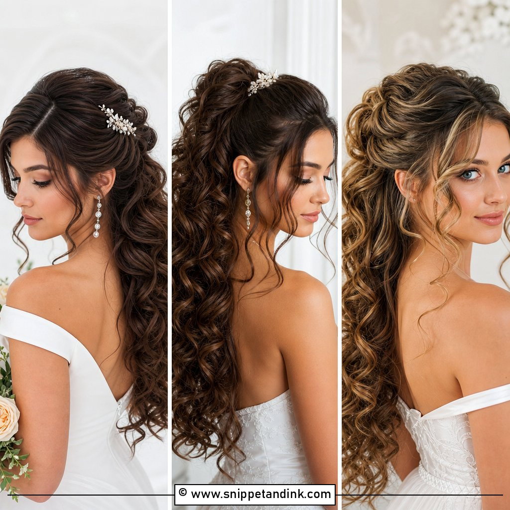 20 Naturally Curly Half-Up Bridal Hair Ideas Brides Love