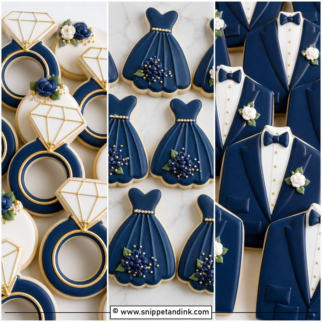 20 Navy Blue Wedding Cookies for Elegant Dessert Tables