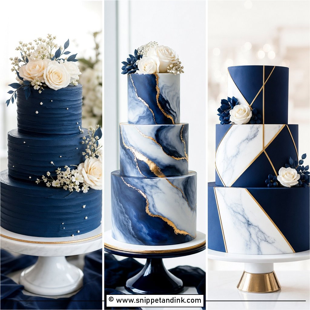 20 Navy Theme Cake Ideas for Wedding Stylish Blue Inspo