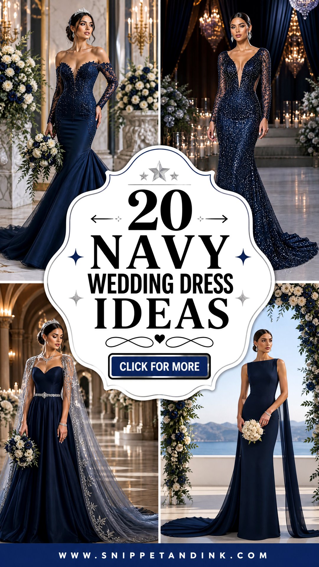 20 Navy Wedding Dress Ideas for a Bold and Elegant Bride - 20 Navy Wedding Dress Ideas for a Bold and Elegant Bride