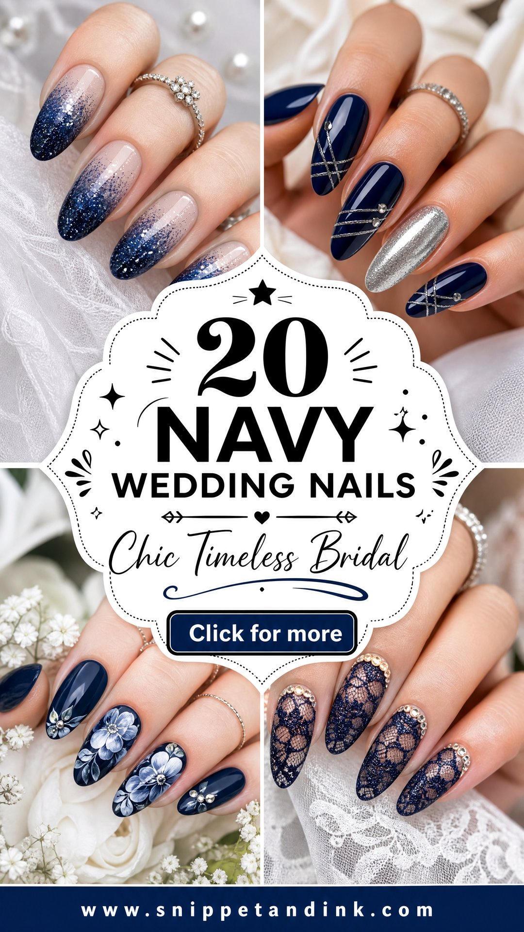 20 Navy Wedding Nails for a Chic Timeless Bridal Look - 20 Navy Wedding Nails for a Chic, Timeless Bridal Look