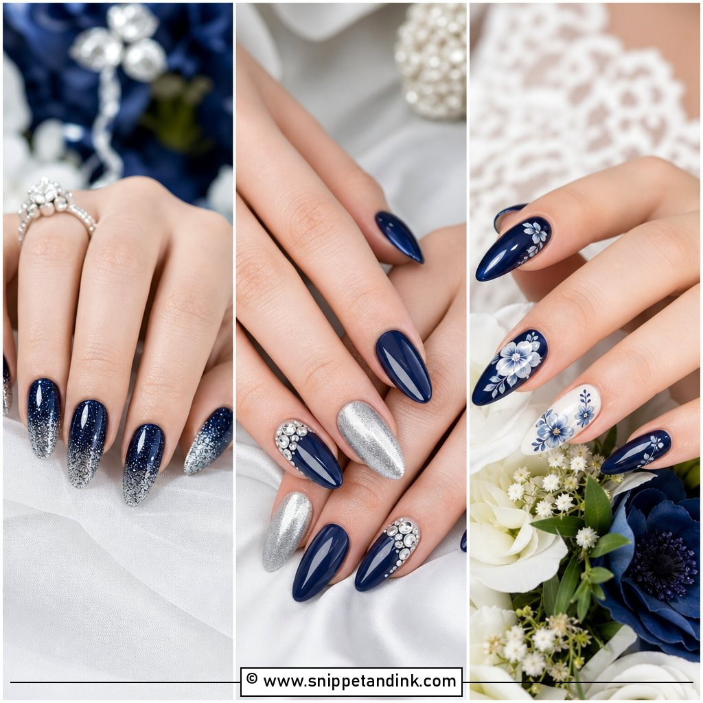 20 Navy Wedding Nails for a Chic Timeless Bridal Look