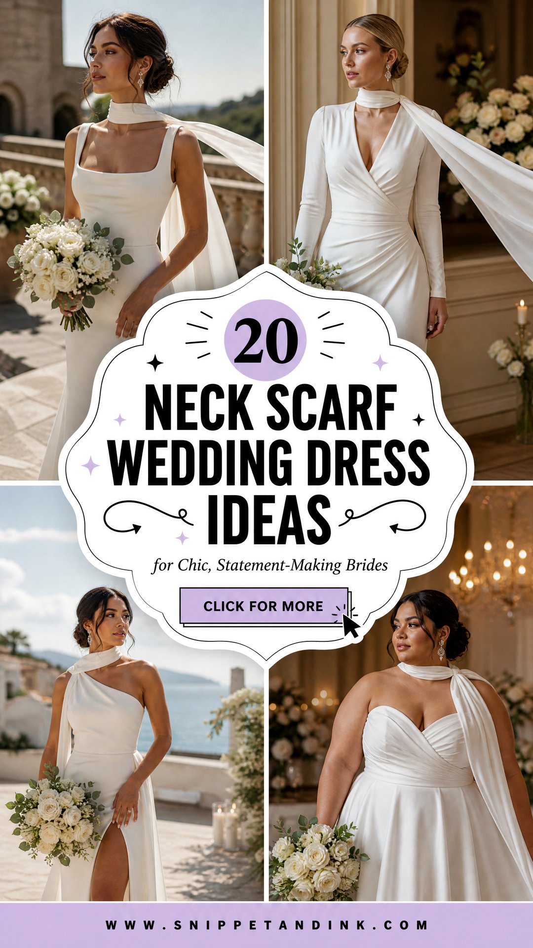 20 Neck Scarf Wedding Dresses for Chic Statement-Making Brides - 20 Neck Scarf Wedding Dresses for Chic, Statement-Making Brides