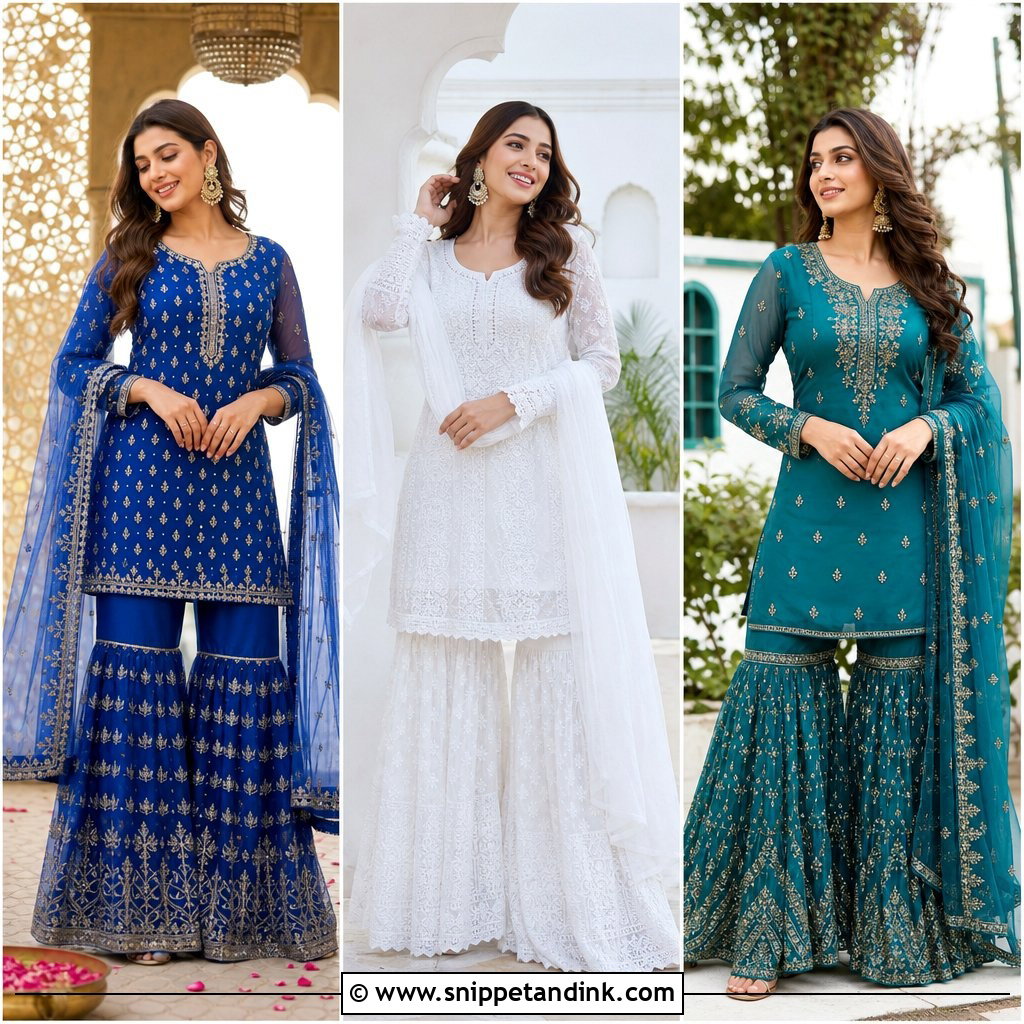 20 Net Sharara Ideas for Elegant Wedding and Festive Looks