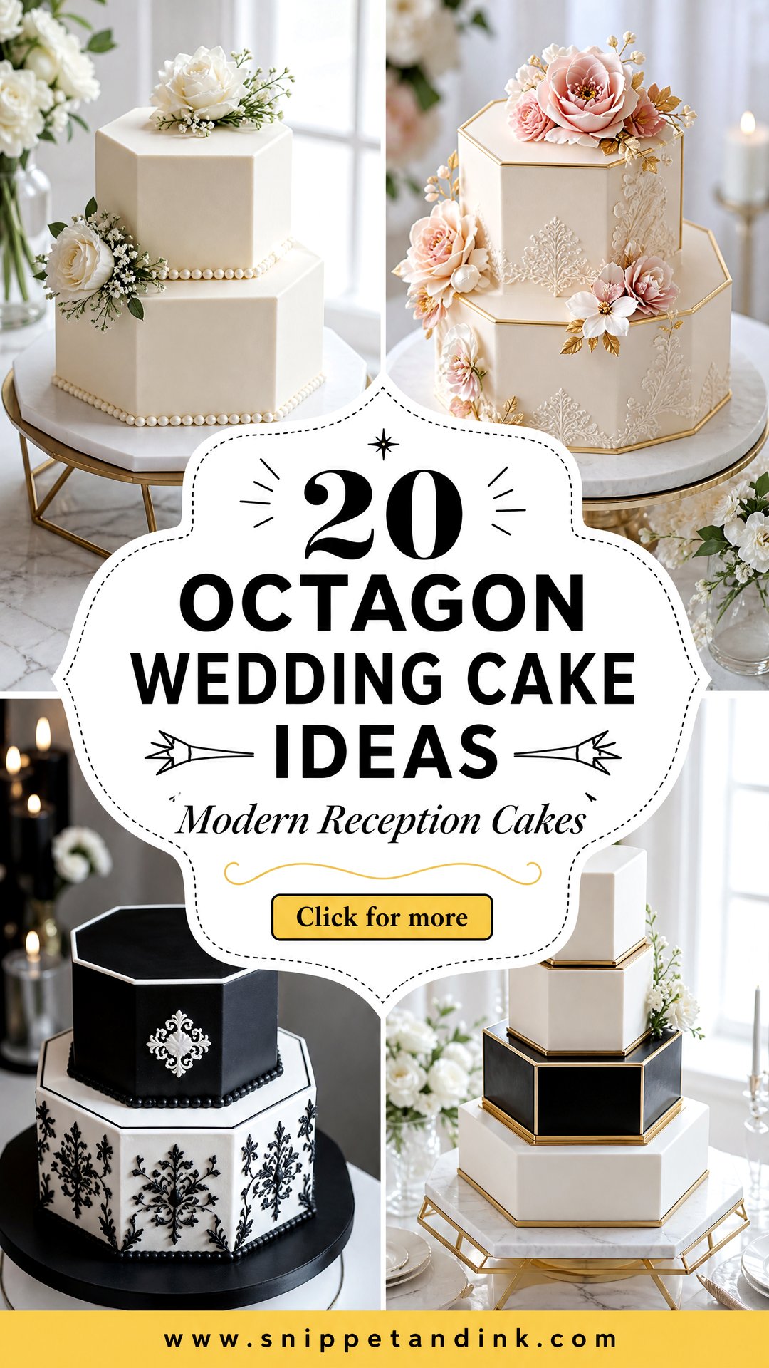 20 Octagon Wedding Cake Ideas for a Modern Reception - 20 Octagon Wedding Cake Ideas for a Modern Reception