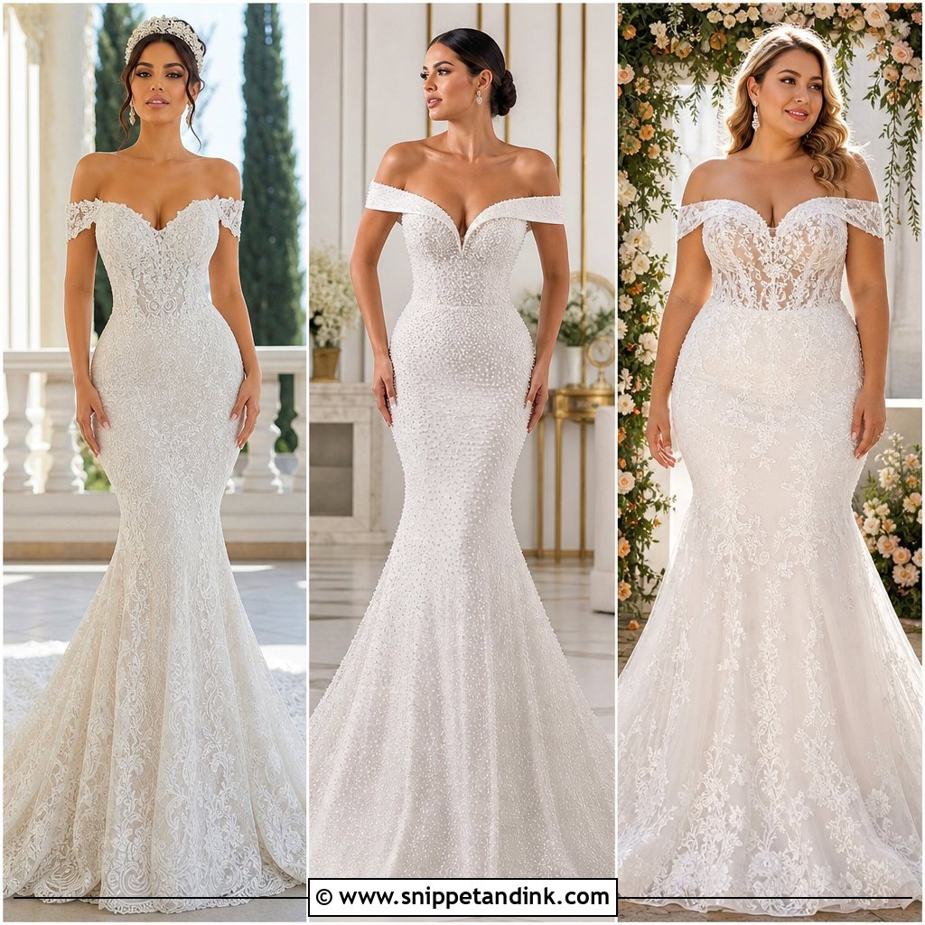 20 Off Shoulder Mermaid Wedding Dress Ideas That Sculpt and Wow