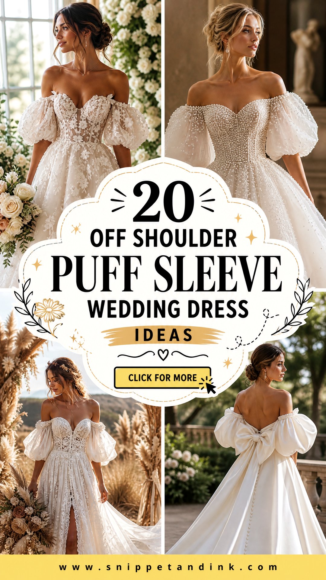 20 Off Shoulder Puff Sleeve Wedding Dress Ideas That Wow - 20 Off Shoulder Puff Sleeve Wedding Dress Ideas That Wow