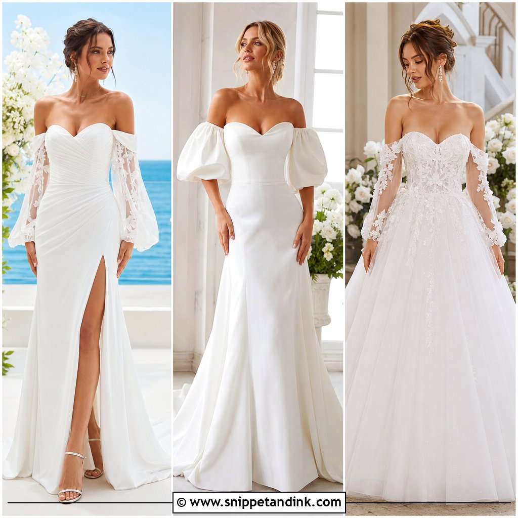 20 Off Shoulder Sleeve Wedding Dress Ideas for Elegant Brides