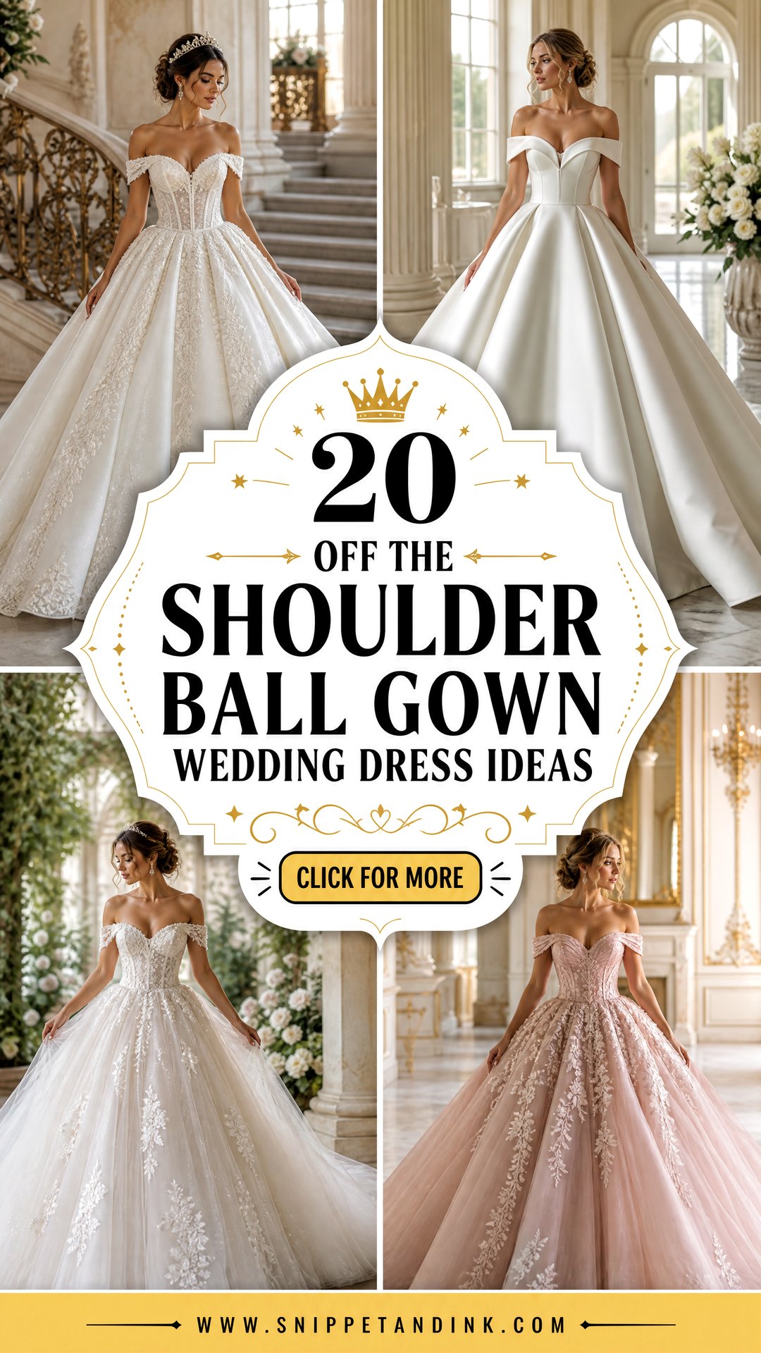 20 Off the Shoulder Ball Gown Wedding Dress Ideas to Feel Regal - 20 Off the Shoulder Ball Gown Wedding Dress Ideas to Feel Regal